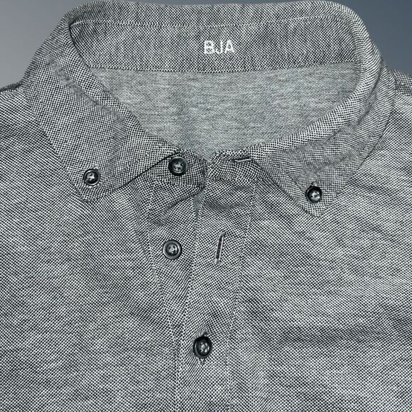 J Hilburn Gray Textured 100% Cotton Short Sleeve Button Down Collar Polo M - Picture 4 of 6